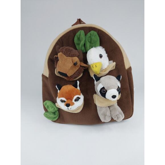 Unipak Forest Child's Animal Backpack 11" With 4 Little stuffed‎ Creatures - NWT - Picture 1 of 7